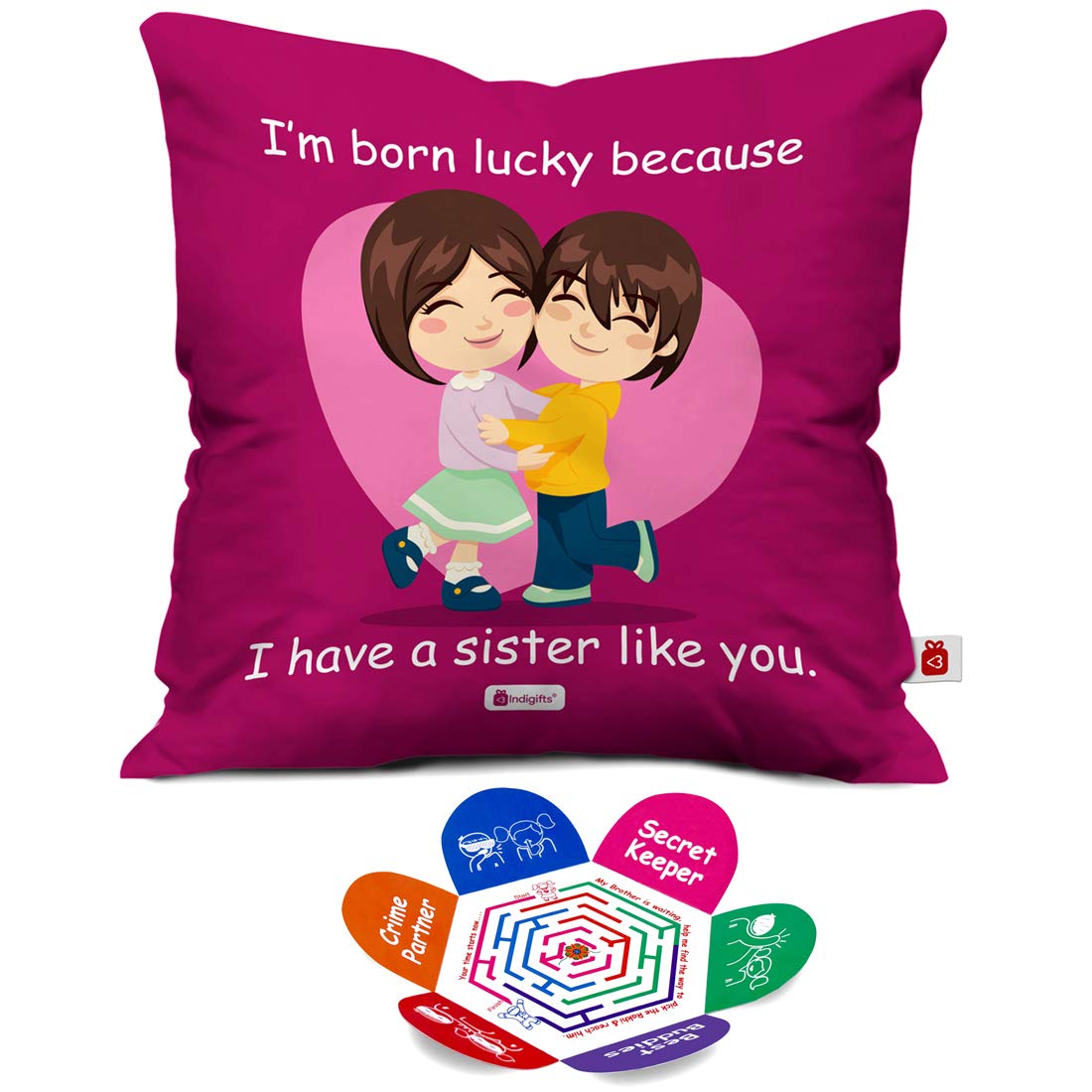 Sister-Brother Lucky Cushion Cover