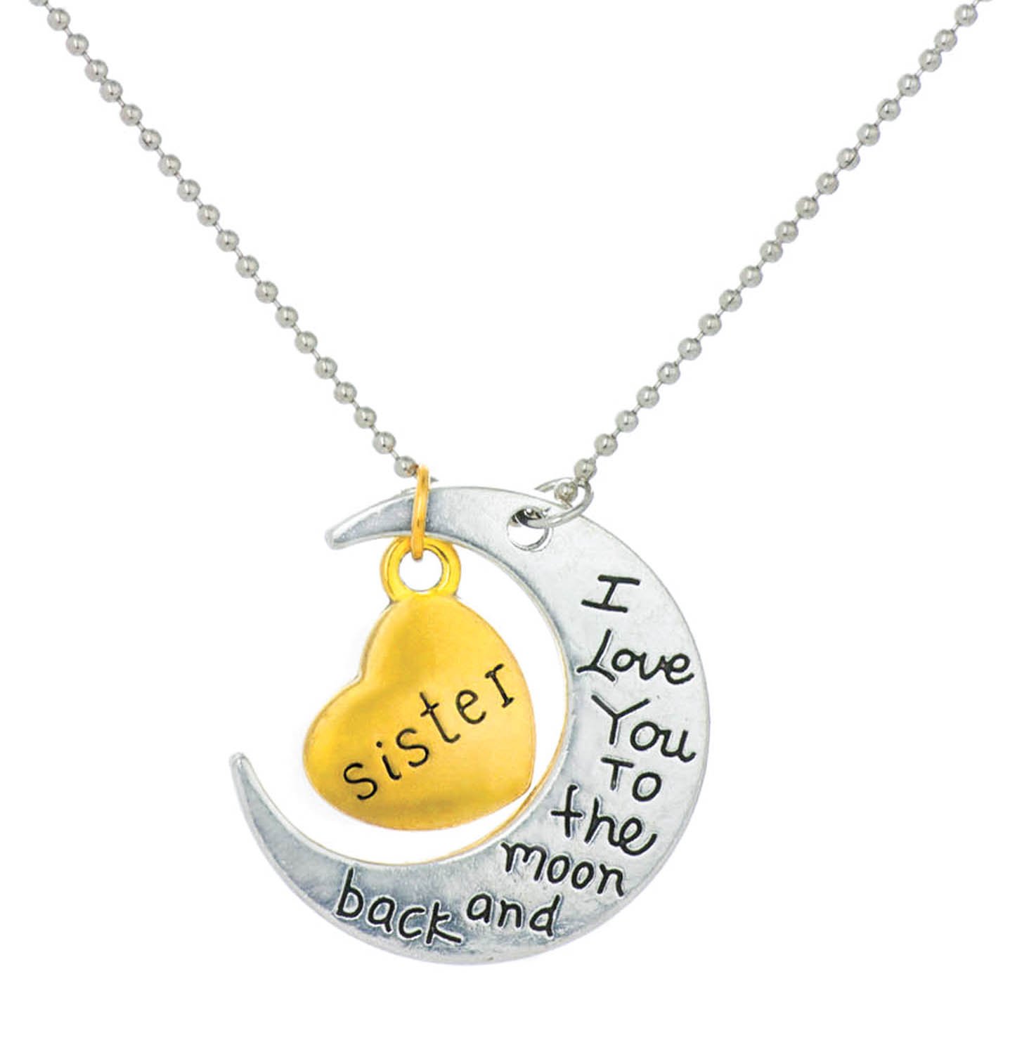 Yellow Chimes Sisters Love Special Moon Pendant in Metal for Girls and Women for Sister!