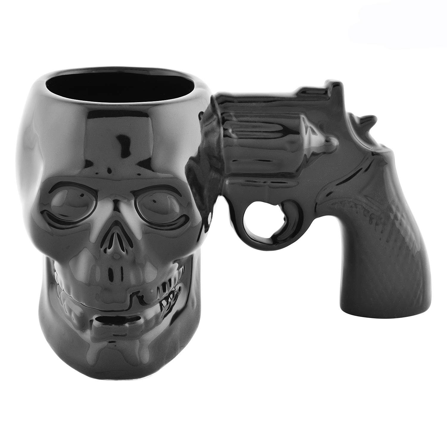 Ceramic Skull Mug with Gun Handle